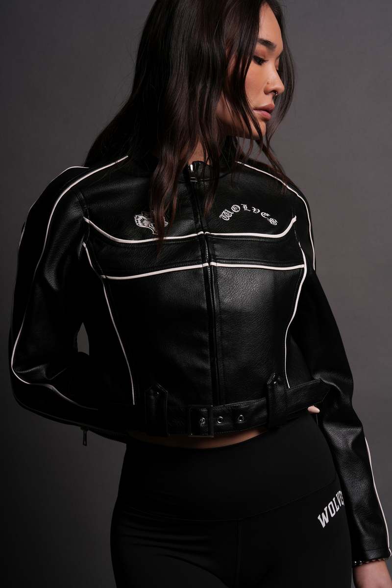 Darc Sport Chopper Wolf Letty Moto Jacket Black/White | 9530247-HK