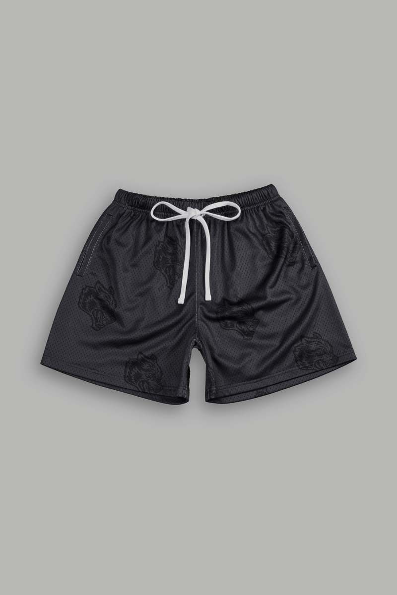 Darc Sport Club Monogram Mesh Shorts Czarne | 0879321-WE