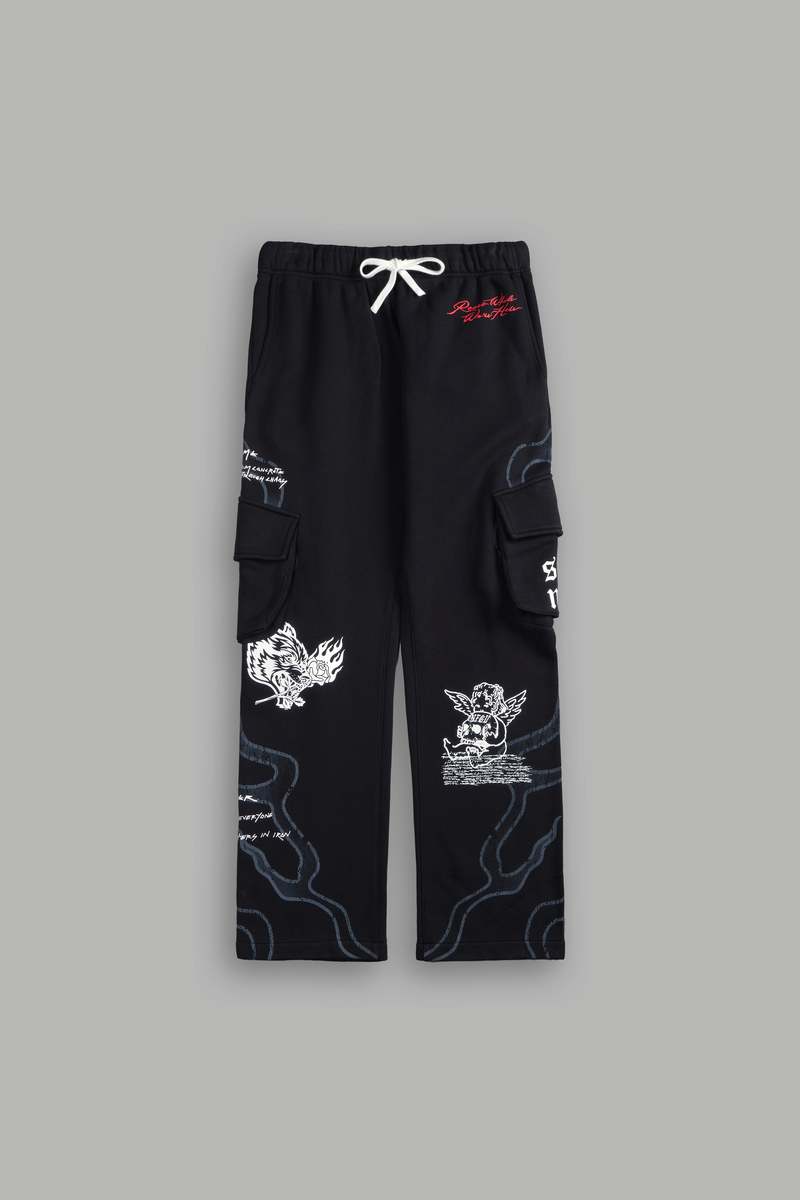Darc Sport Infernal Bloom Bigelow Cargo Sweat Pants Czarne | 0318275-YU
