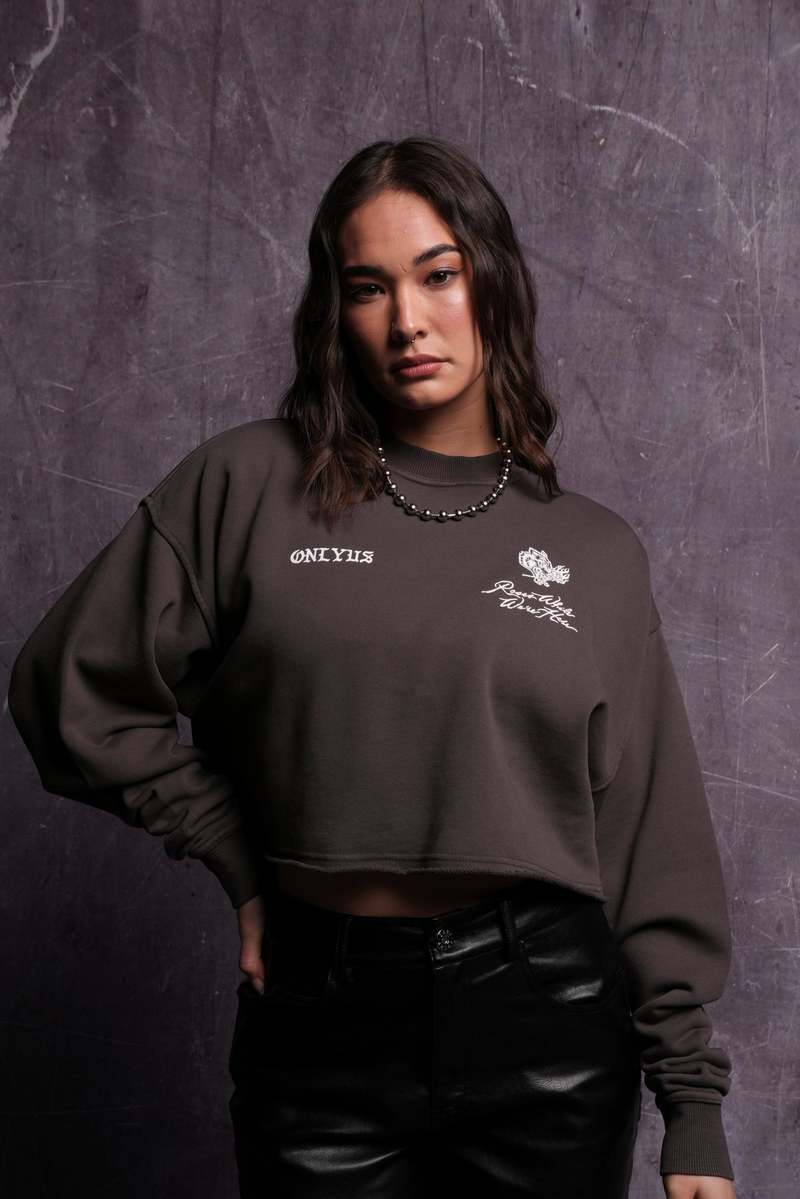 Darc Sport Mori Among Roses London (Cropped) Crewneck Wolf Gray | 0851976-MX