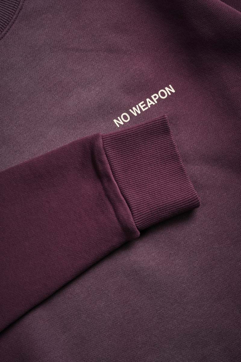 Darc Sport No Weapon Shall Prosper (Cropped) Crewneck Cherry Wine Tonal Sun Fade | 5470391-EZ