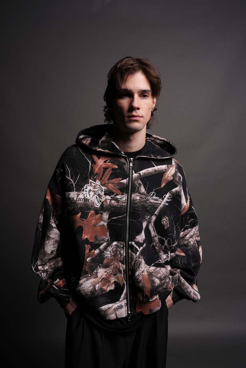 Darc Sport Respect The Wolves Darco Double Zip Hoodie Camo | 5384912-GR