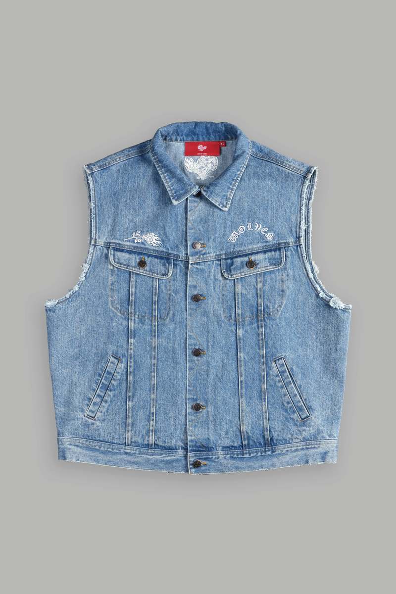 Darc Sport Rose Chopper Clint American Denim Vest Niebieskie | 1023754-QW