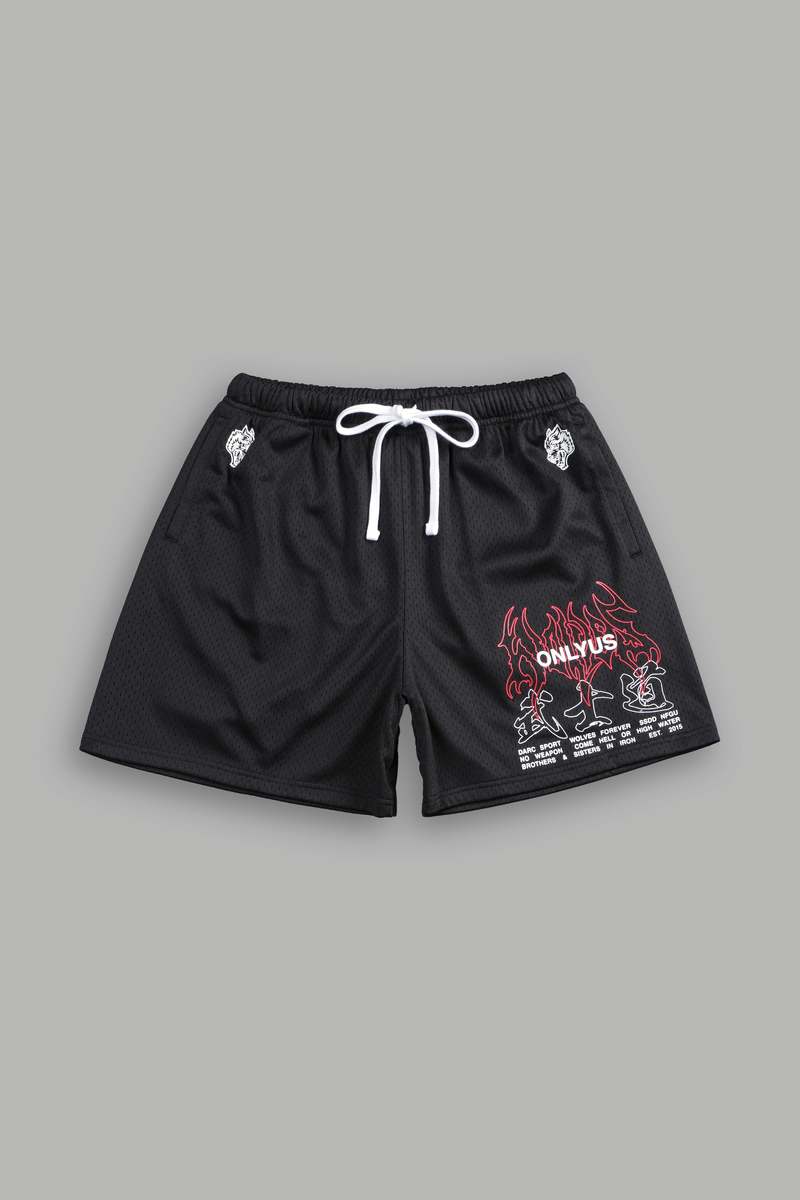 Darc Sport Wolves Bushido Mesh Shorts Czarne | 1089376-GY